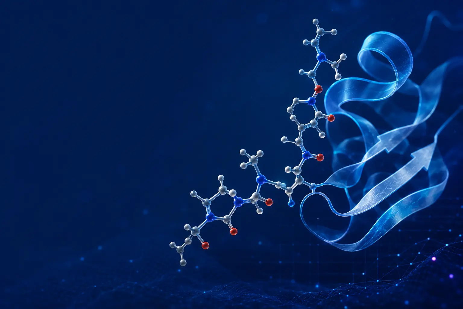 Conceptual peptide chain and folded molecular structure representing the FDA review of peptide-related bulk drug substances